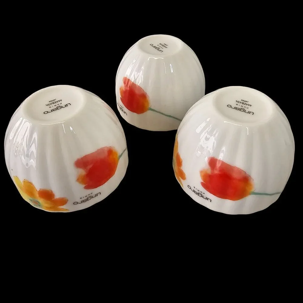 Ungaro Paris Maebata Japan Porcelain Tea Cups Set of 3  5 oz Capacity